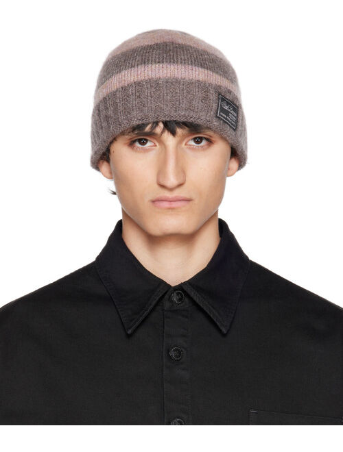 RAF SIMONS Pink & Brown Patch Beanie