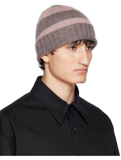 RAF SIMONS Pink & Brown Patch Beanie