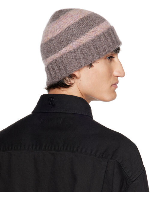 RAF SIMONS Pink & Brown Patch Beanie