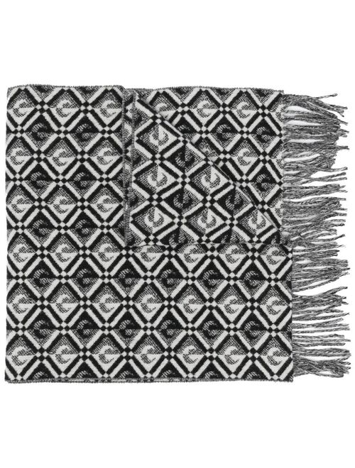 Marine Serre monogram fringed scarf