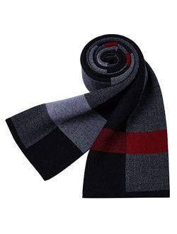 Panegy Men's Cashmere Scarves Long Wool Scarf Plaid Thicken Winter Warm Business Scarf for Men Fashion Casual Soft Comfy