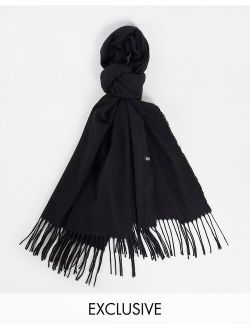 Inspired unisex blanket scarf in black - BLACK