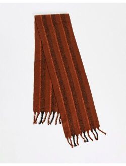 blanket scarf in brown and orange stripe
