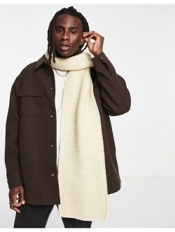 scarf with chunky knit in ecru