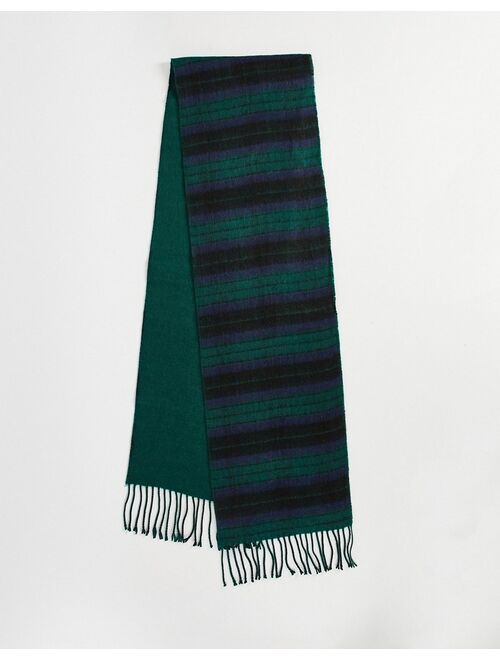 Topman scarf in polyester blend in black watch plaid - NAVY