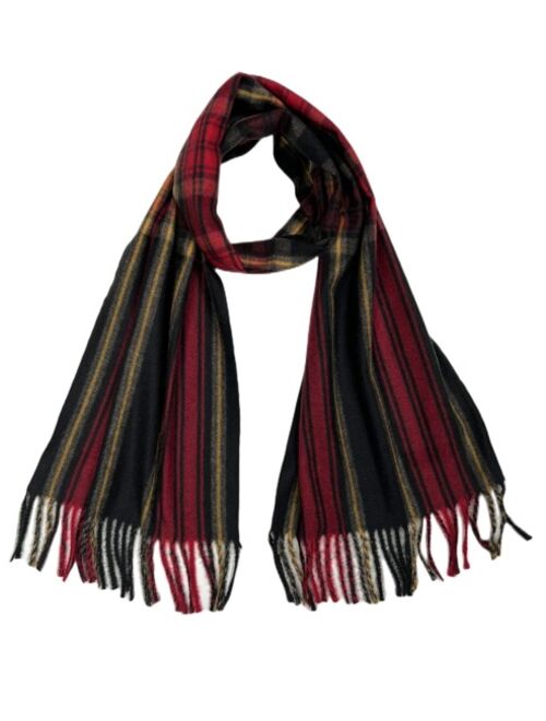 Men Striped Pattern Fringe Trim Scarf