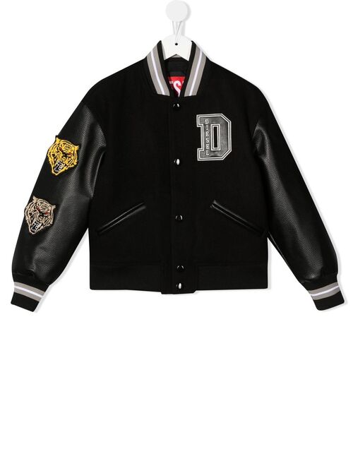Diesel Kids logo-patch bomber jacket