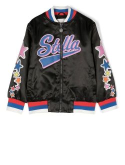 Kids logo-print varsity jacket