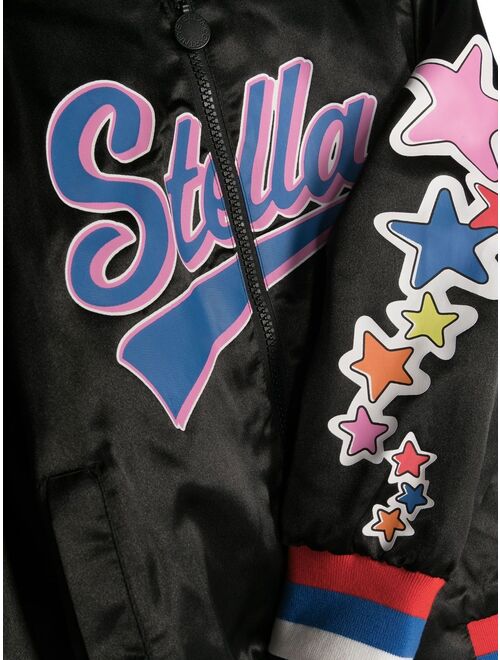 Stella McCartney Kids logo-print varsity jacket