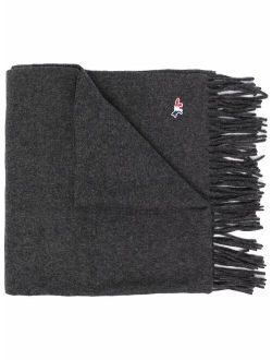 Maison Kitsune logo-patch fringed scarf