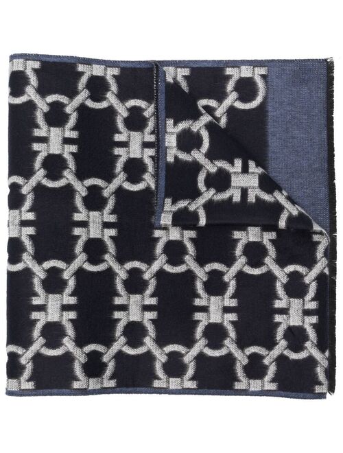 Ferragamo Gancini pattern knitted scarf