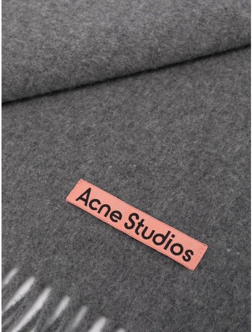 Acne Studios logo-patch frayed-edge scarf