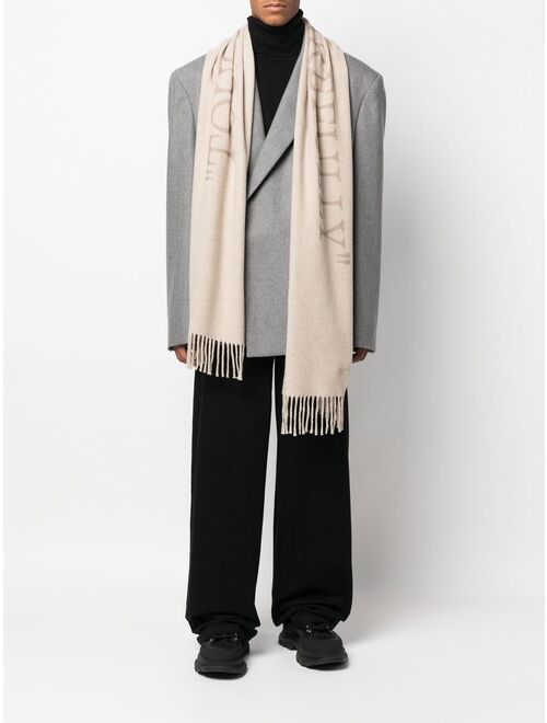 Off-White Quote-motif fringed scarf