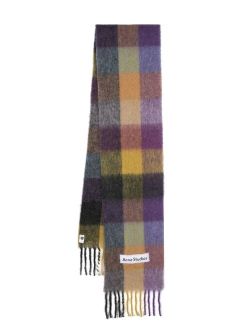 Acne Studios check-pattern knitted scarf