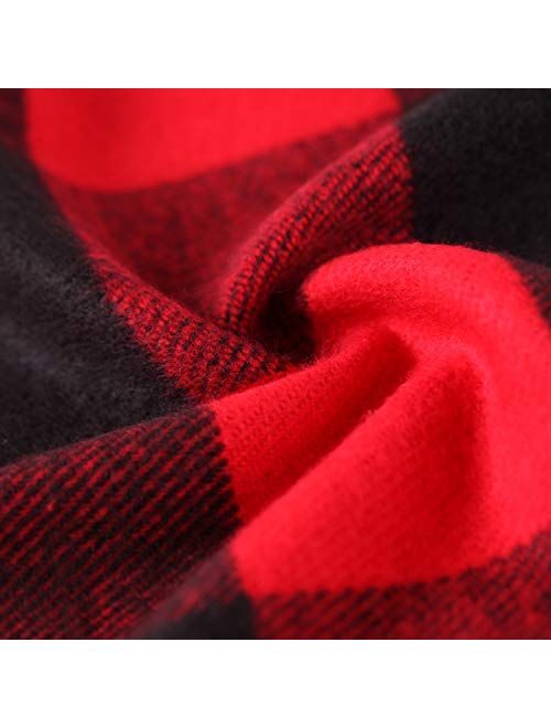 BETTERLINE Buffalo Red and Black Plaid Flannel Scarf for Women & Men - Soft Warm Winter Scarf 67 x 13 Inches