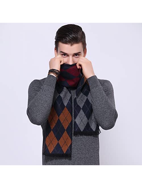 KODOD Mens Mulberry Silk Scarf - Winter Fashion Formal Soft Plaid Scarves for Men