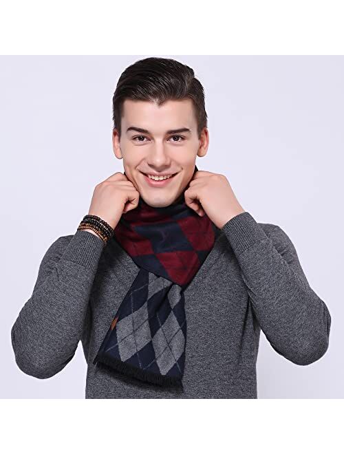 KODOD Mens Mulberry Silk Scarf - Winter Fashion Formal Soft Plaid Scarves for Men