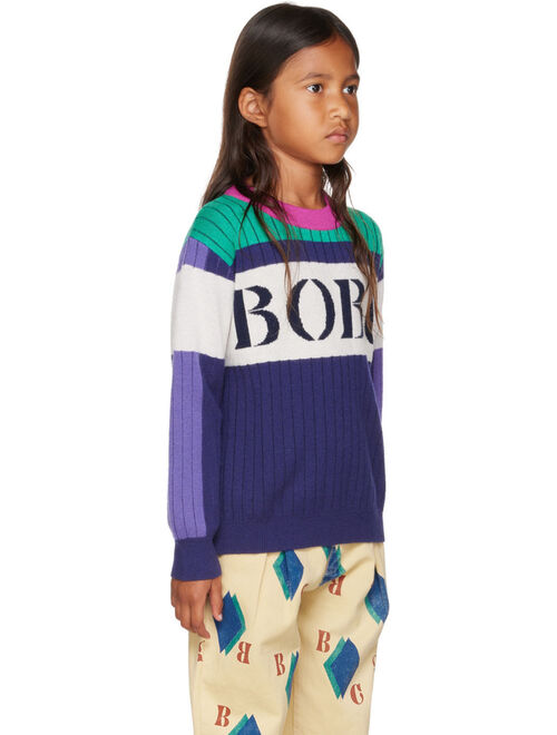 BOBO CHOSES Kids Navy Color Block Sweater