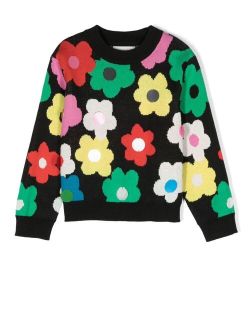 Kids floral intarsia-knit jumper
