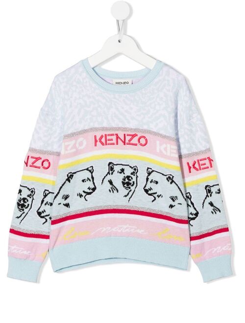 Kenzo Kids bear-motif embroidered jumper