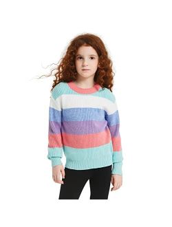 Mirawise Girls Sweaters Pullover Thick Sweater Warm Cozy Colorful Outfits 4-13Y