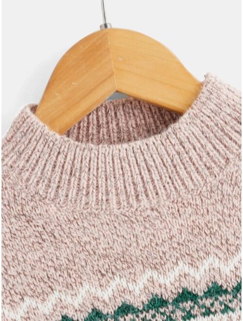 Shein Girls Geo Pattern Drop Shoulder Sweater