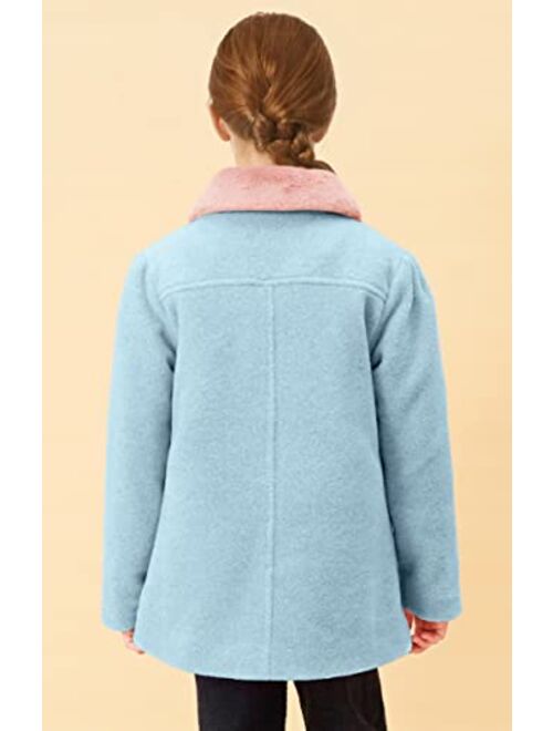 maoo garden Girls Winter Wool Peacoat Little Girls Fur Collar Dress Coat Quilted Jacket