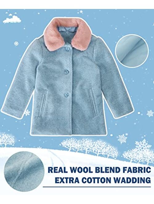 maoo garden Girls Winter Wool Peacoat Little Girls Fur Collar Dress Coat Quilted Jacket