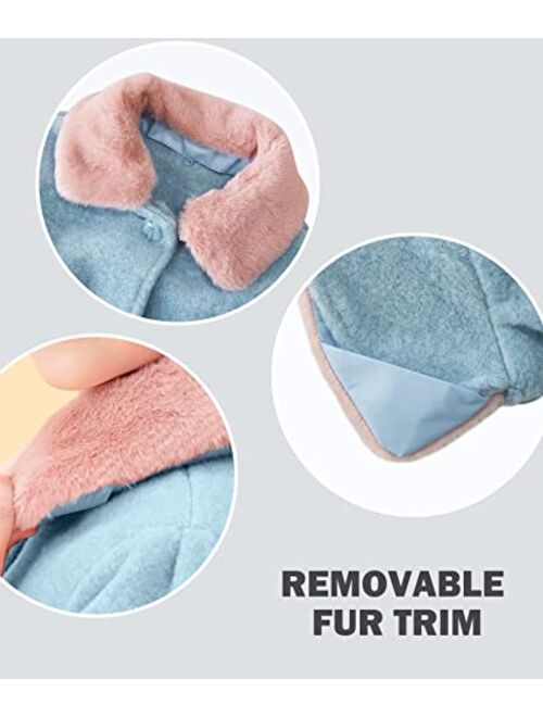 maoo garden Girls Winter Wool Peacoat Little Girls Fur Collar Dress Coat Quilted Jacket