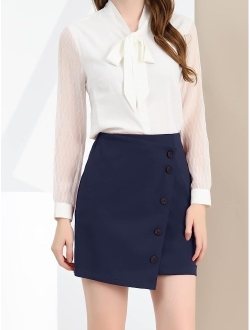 Women's Summer Mini Workwear Skirt Asymmetric Stretchy Wear to Work Pencil Skirt