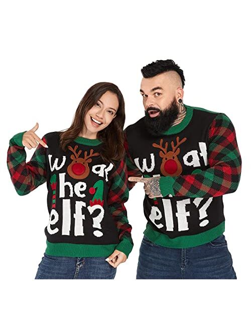 U Look Ugly Today Mens Ugly Christmas Sweater Unisex Women`s Novelty Santa Pullover for Party Fun