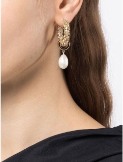 Kenneth Jay Lane pearl-pendant hoop earrings