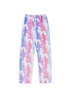 Funnycokid Girl Pajama Pants Kid Fleece Sleepwear Flannel Pajama Bottoms Loose Sleepwear 5-16 Years