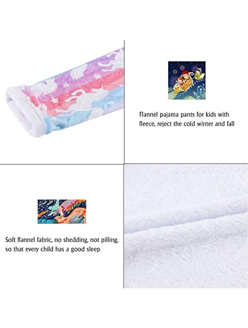 Funnycokid Girl Pajama Pants Kid Fleece Sleepwear Flannel Pajama Bottoms Loose Sleepwear 5-16 Years