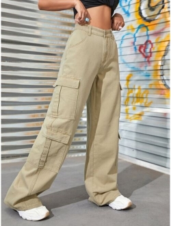 Zipper Fly Flap Pocket Boyfriend Jeans