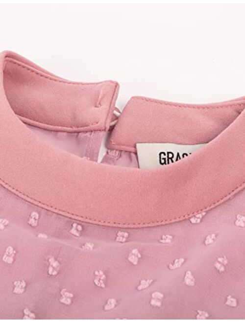 GRACE KARIN Girls Mesh Top Long Sleeve Mock Neck Casual Peplum Blouse for Girls