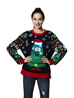 OFF THE RACK LED Christmas Sweater for Women, Unisex Men`s Ugly Xmas Pullover Festive Knitted for Party