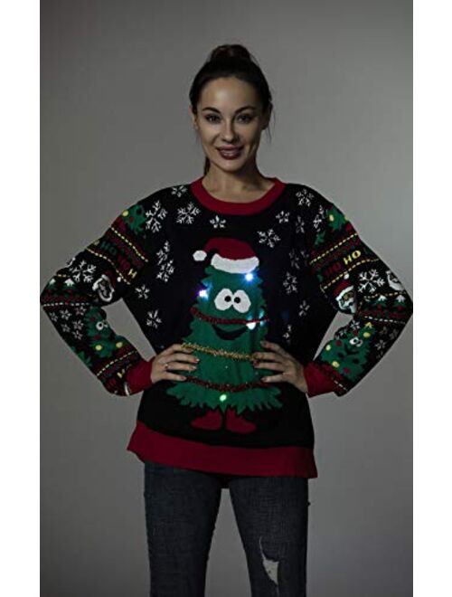 OFF THE RACK LED Christmas Sweater for Women, Unisex Men`s Ugly Xmas Pullover Festive Knitted for Party