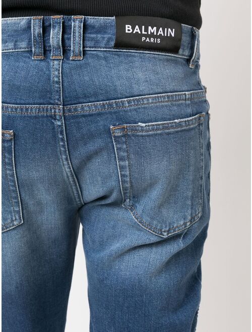 Balmain ribbed-detail skinny jeans
