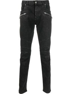biker-style skinny jeans