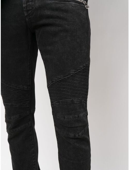 Balmain biker-style skinny jeans