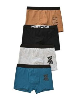 Boys 4pack Bear And Letter Graphic Boxer Brief