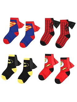 Baozun 3-6 Years Old Kids Socks Cartoon Heros Design Children Cotton Socks Unisex Boys Girls, Superhero Set