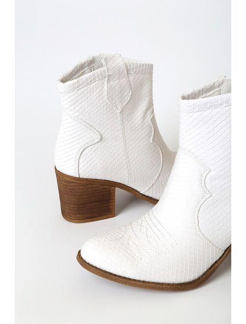 Dirty Laundry Unite White Snake Ankle Booties