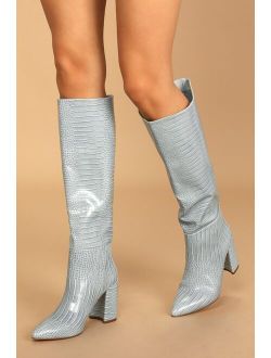 Katari Off White Pointed-Toe Knee High Boots