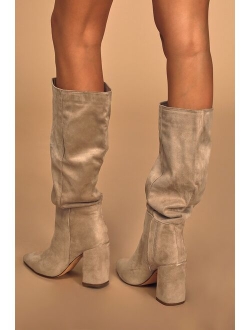 Katari Off White Pointed-Toe Knee High Boots