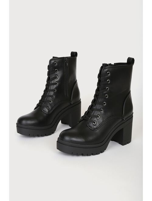 Lulus Riana Black Lace-Up Platform Boots
