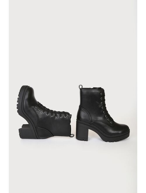 Lulus Riana Black Lace-Up Platform Boots