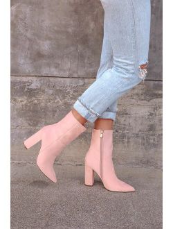 Dawson Pink Suede Pointed-Toe Mid Calf Boots