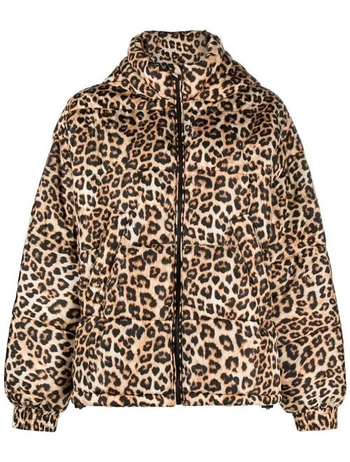 TWINSET leopard-print hooded puff jacket